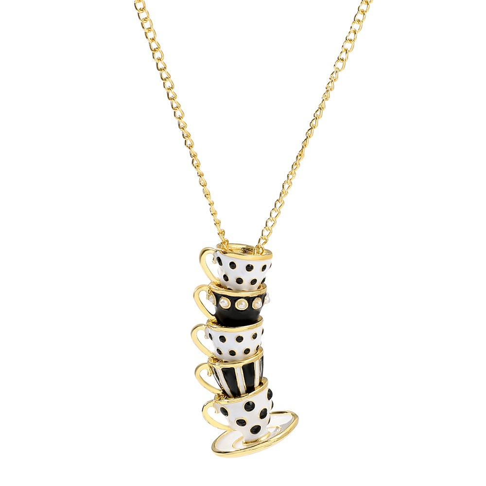 Black & White Enamel Coffee Cup Necklace