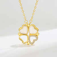 Folding Magnetic Four Heart Leaf Clover Necklace