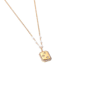 Diamond Framed Gold Octagon Zircon Pendant Necklace