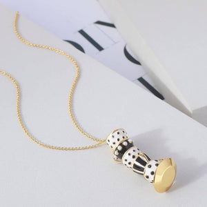 Black & White Enamel Coffee Cup Necklace